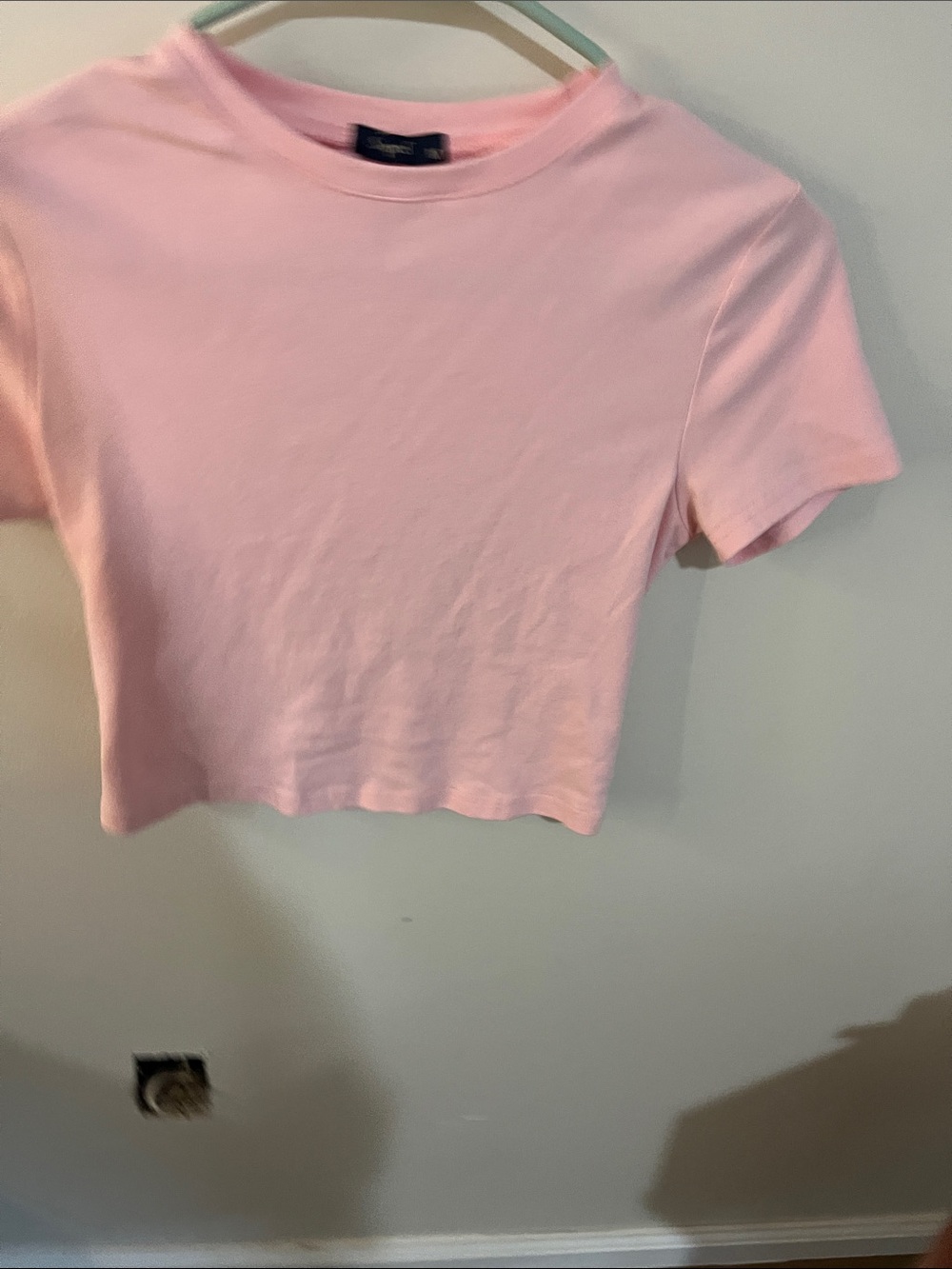 Women’s Pink Short Sleeve Crop Tee - Casual Crewneck